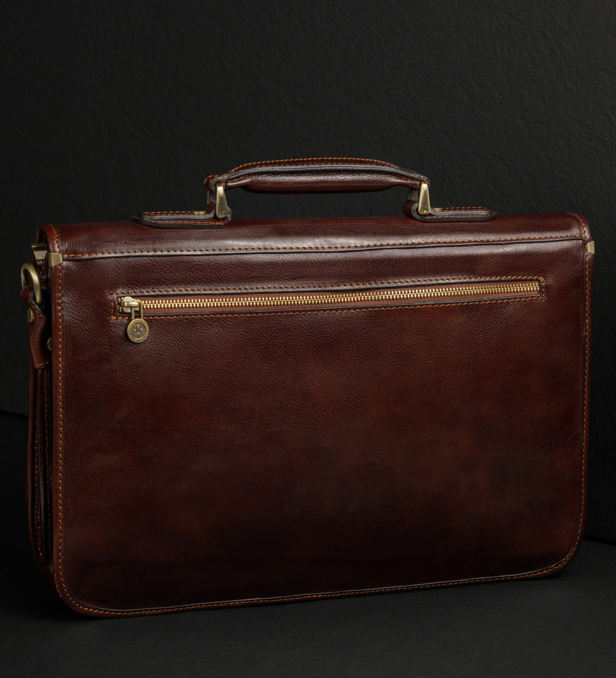 Leather Briefcase Laptop Bag - Illusions