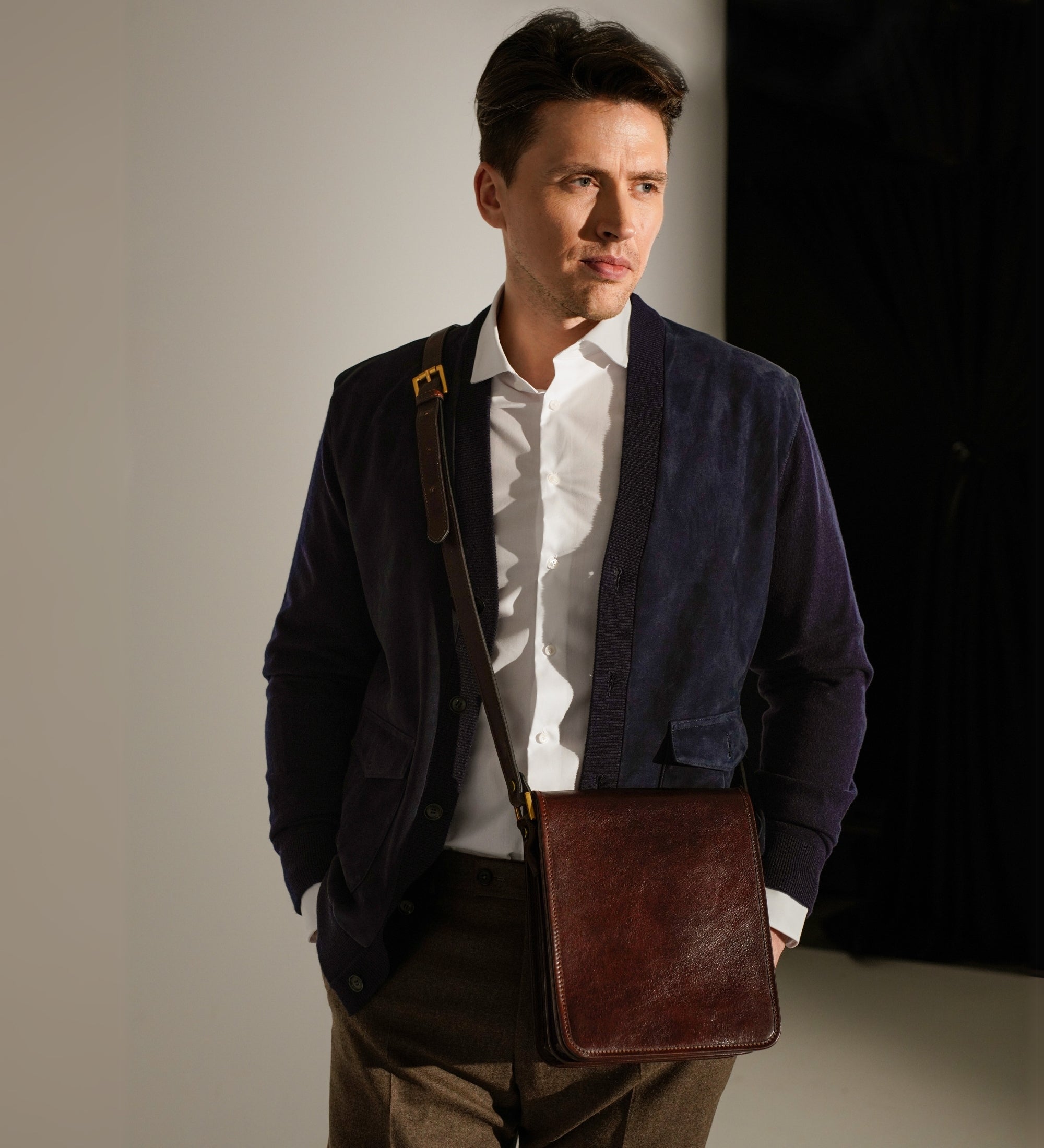 Small Leather Messenger Bag - On The Road