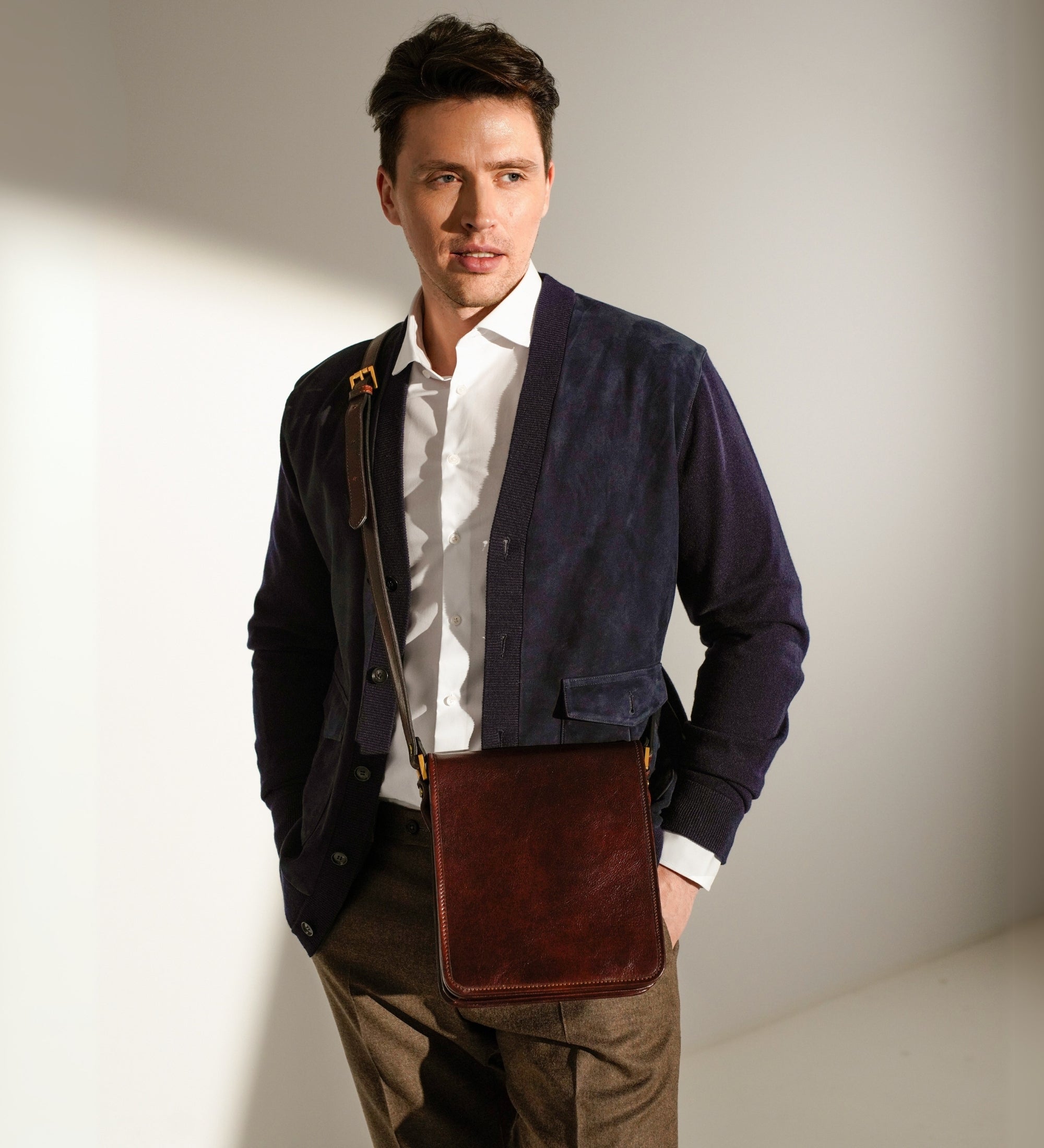 Small Leather Messenger Bag - On The Road