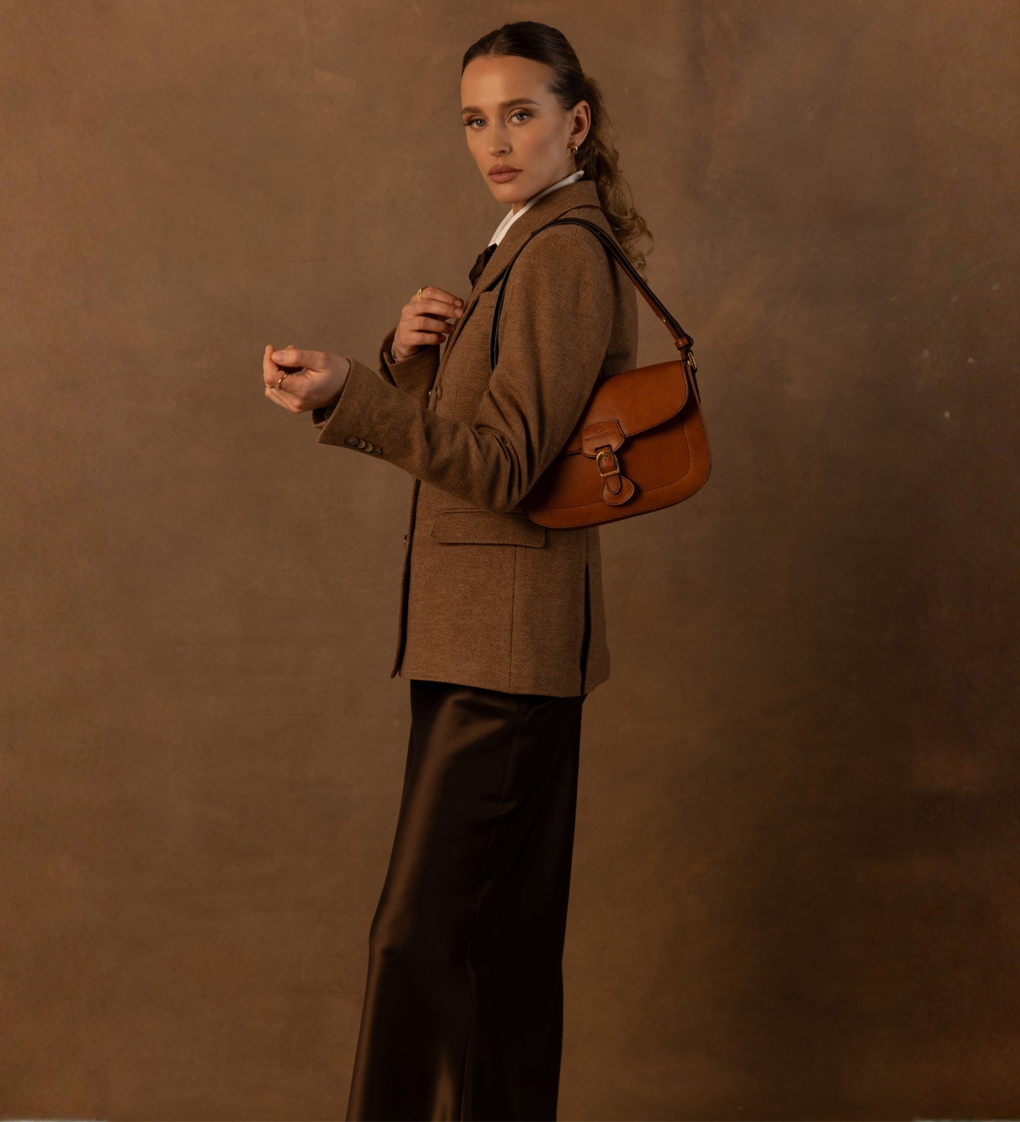 Womens Leather Saddle Bag - Romola