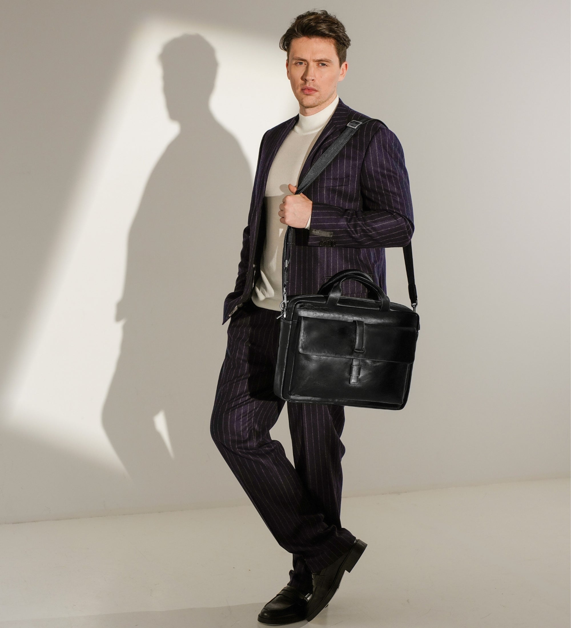 Large Leather Briefcase Laptop Bag - The Chateau