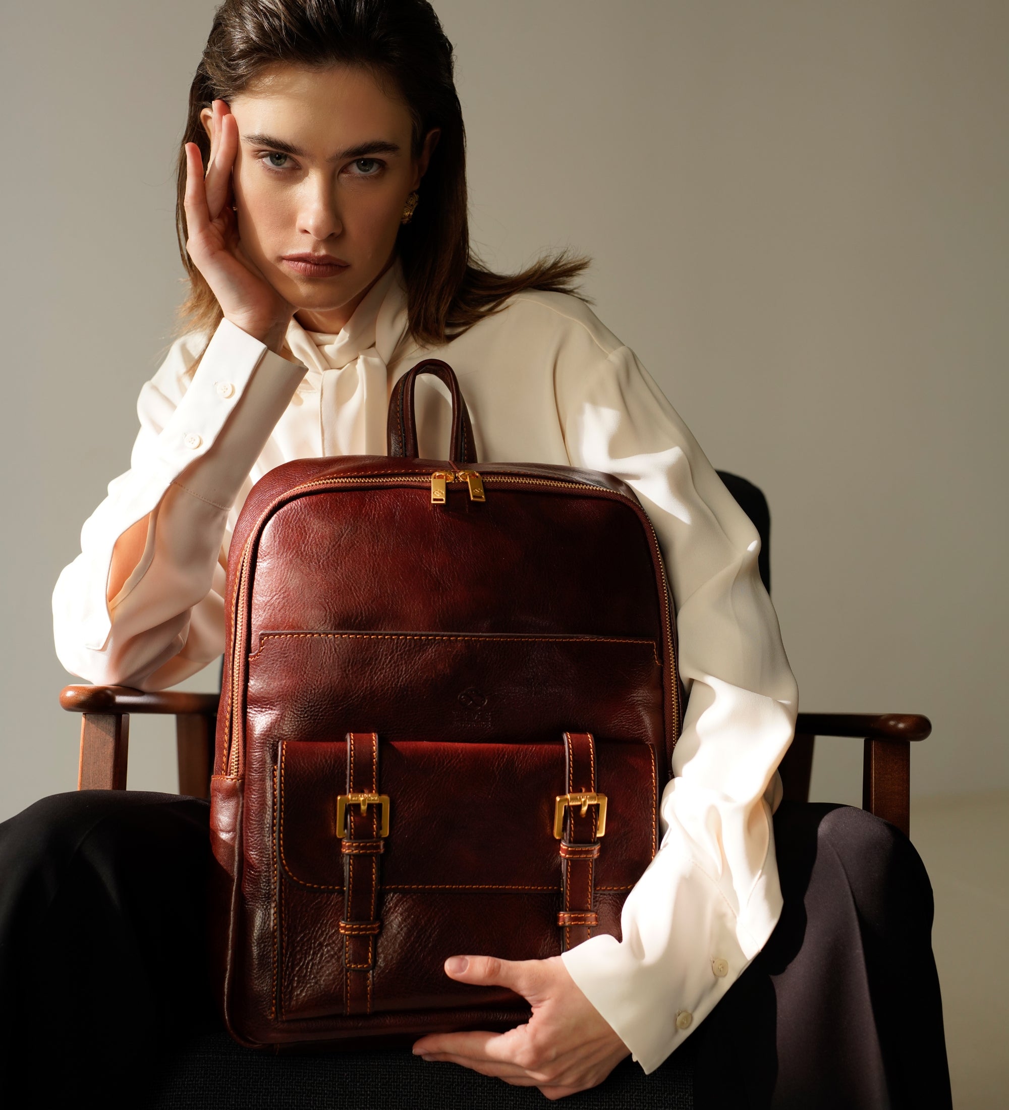 Womens Leather Backpack Travel Bag - The Divine Comedy