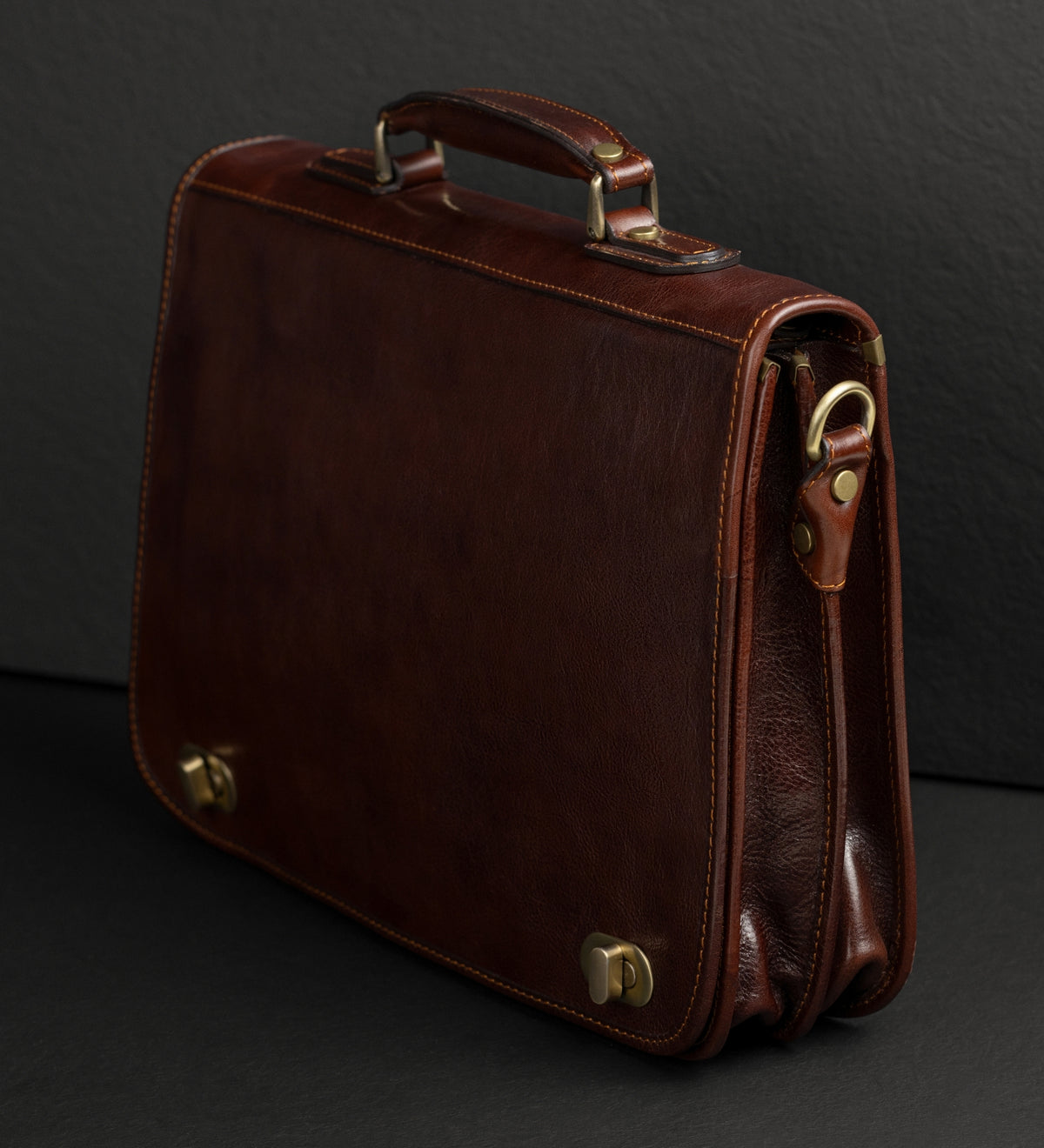 Leather Briefcase Laptop Bag - Illusions