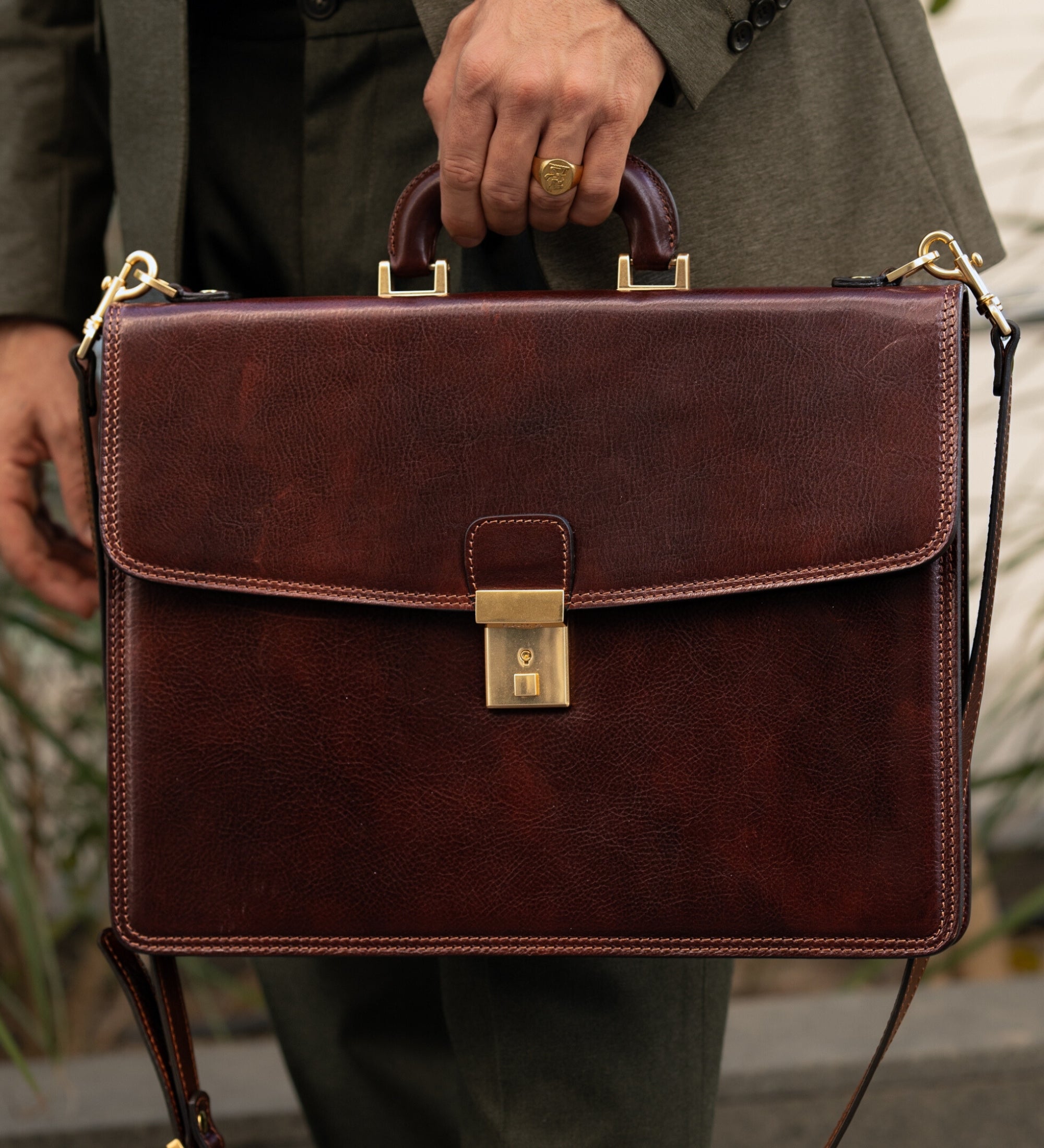 Leather Briefcase - The Sound of the Mountain