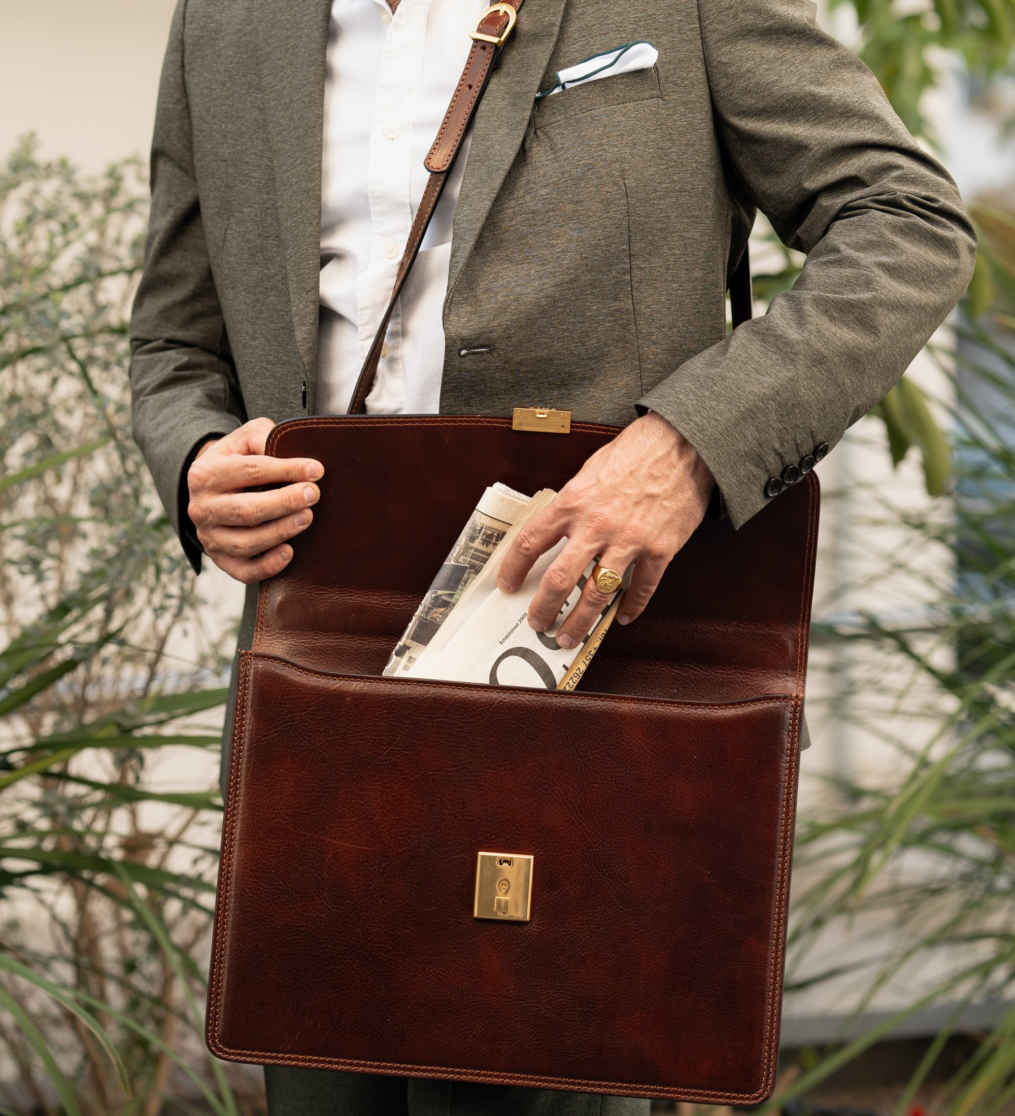 Leather Briefcase - The Sound of the Mountain