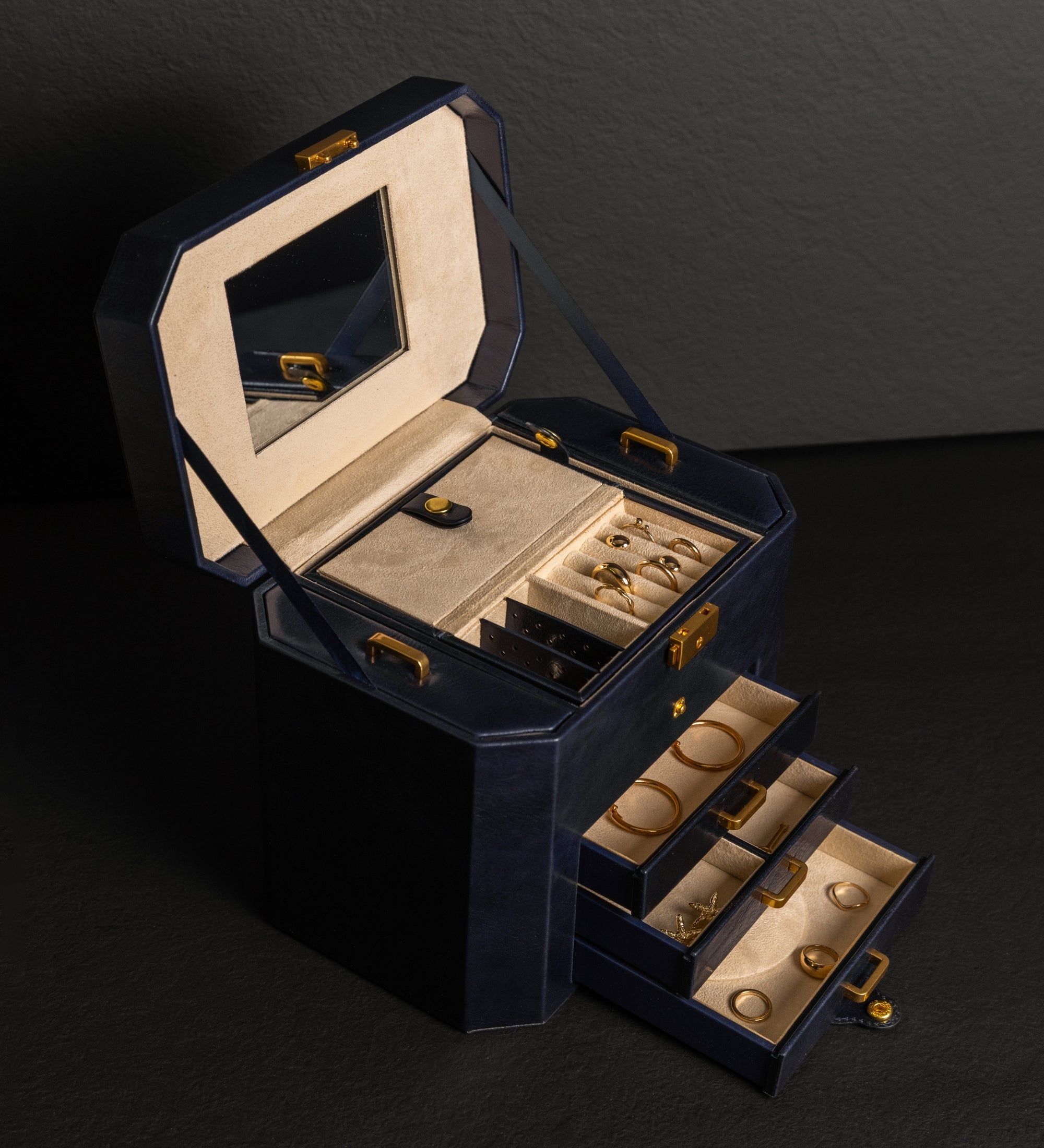 Large Leather Jewelry Box for Women - A Handful of Dust