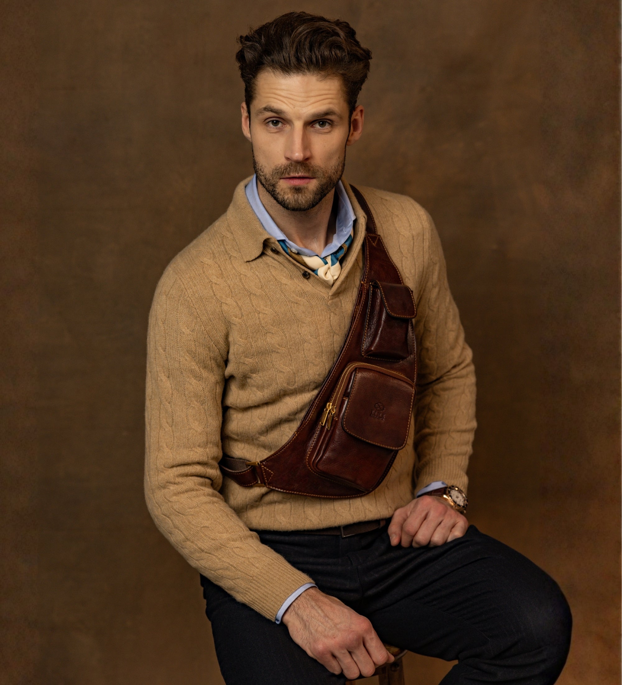 Leather Sling Bag Crossbody Bag - The Monk